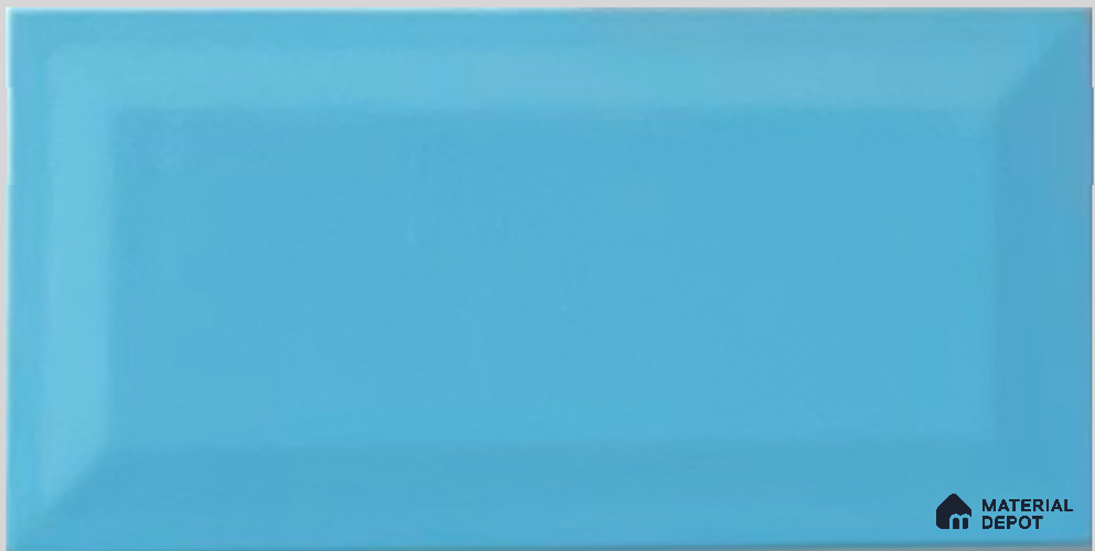 TL 00005 H 8x4 inches T Blue Bevelled Glossy Finish Ceramic Wall Tile - 7 mm