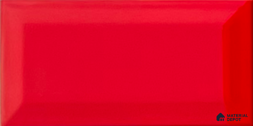 TL 00006 J 8x4 inches Blood Red Bevelled Glossy Finish Ceramic Wall Tile - 7 mm