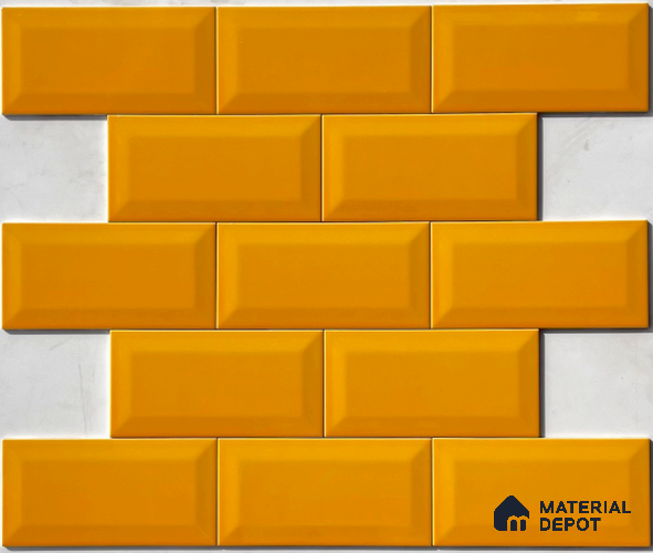 TL 00006 G 8x4 inches Mango Yellow Bevelled Glossy Finish Ceramic Wall Tile - 7 mm