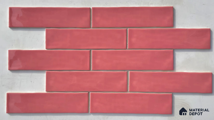 TL 00048 H 3x12 inches Magenta Glossy Finish Ceramic Wall Tile - 8 mm