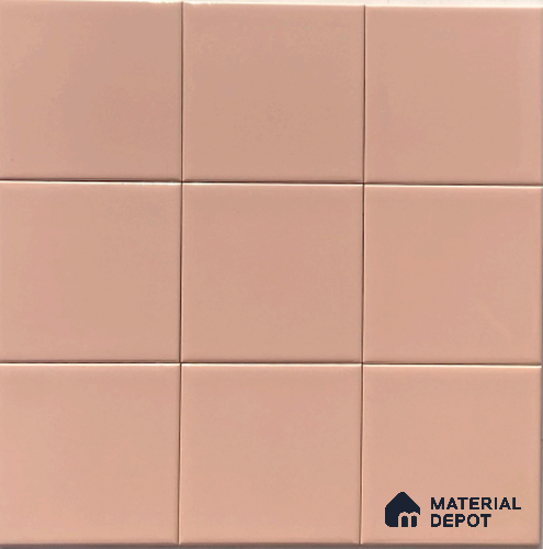 Subway Wall Tile TL 00055 U 8x8 inch Pink Plain Glossy Finish Ceramic Tile - 6 mm | Please Expect a Slight Variation of Pattern