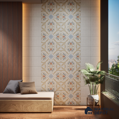 Moroccan Floor & Wall Tile TL 06061 B Omega Decor 200 x 200 mm Vitrified Matte Finish - 9 mm | Ideal For Living Room, Bathroom, Kitchen | 2 mm Spacer is Mandatory | Please Expect a Slight Variation of Pattern