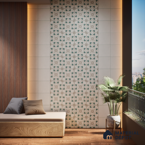 Moroccan Floor & Wall Tile TL 06067 B Tessera Decor 200 x 200 mm Vitrified Matte Finish - 9 mm | Ideal For Living Room, Bathroom, Kitchen | 2 mm Spacer is Mandatory | Please Expect a Slight Variation of Pattern
