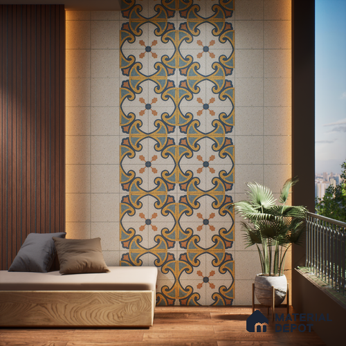 Moroccan Floor & Wall Tile TL 06072 B Zeppole Decor 200 x 200 mm Vitrified Matte Finish - 9 mm | Ideal For Living Room, Bathroom, Kitchen | 2 mm Spacer is Mandatory | Please Expect a Slight Variation of Pattern
