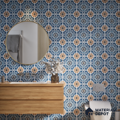Subway Moroccan Wall & Floor Tile TL 05241 B Cuban Aspire Azul 8 x 8 inch Vitrified Matte Finish - 8 mm | Suitable for Accent / Feature Walls, Bathroom, Kitchen Wall & Backsplashes | Please Expect a Slight Variation of Pattern