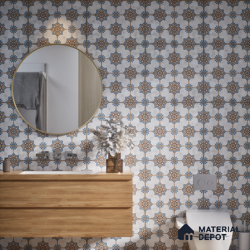 Subway Moroccan Wall & Floor Tile TL 05250 Delphi Light Lapis 8 x 8 inch Vitrified Matte Finish - 8 mm | Suitable for Accent / Feature Walls, Bathroom, Kitchen Wall & Backsplashes | Please Expect a Slight Variation of Pattern