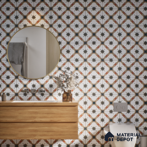Subway Moroccan Wall & Floor Tile TL 05248 B Medina Cerulean Brown 8 x 8 inch Vitrified Matte Finish - 8 mm | Suitable for Accent / Feature Walls, Bathroom, Kitchen Wall & Backsplashes | Please Expect a Slight Variation of Pattern