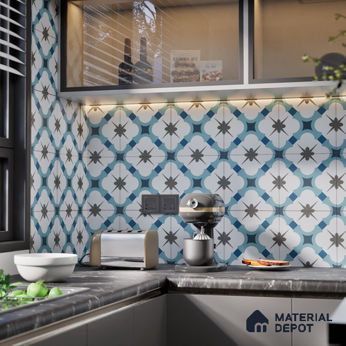 Subway Moroccan Wall & Floor Tile TL 05248 Medina Cerulean Blue 8 x 8 inch Vitrified Matte Finish - 8 mm | Suitable for Accent / Feature Walls, Bathroom, Kitchen Wall & Backsplashes | Please Expect a Slight Variation of Pattern