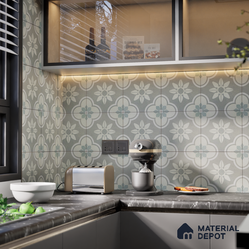 Subway Moroccan Wall & Floor Tile TL 05242 Palermo Dove Cloud 8 x 8 inch Vitrified Matte Finish - 8 mm | 6 Random Faces | Suitable for Accent / Feature Walls, Bathroom, Kitchen Wall & Backsplashes | Please Expect a Slight Variation of Pattern