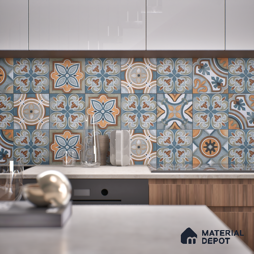 Subway Moroccan Wall & Floor Tile TL 05254 Rocco Rings 8 x 8 inch Vitrified Matte Finish - 8 mm | 15 Random Faces | Suitable for Accent / Feature Walls, Bathroom, Kitchen Wall & Backsplashes | Please Expect a Slight Variation of Pattern