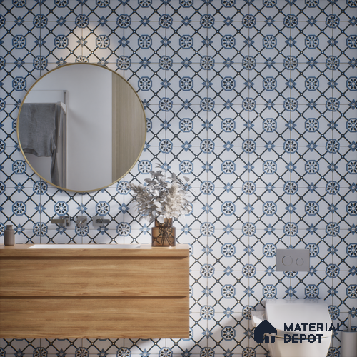Subway Moroccan Wall & Floor Tile TL 05257 Scooba Froid Blue 8 x 8 inch Vitrified Matte Finish - 8 mm | Suitable for Accent / Feature Walls, Bathroom, Kitchen Wall & Backsplashes | Please Expect a Slight Variation of Pattern