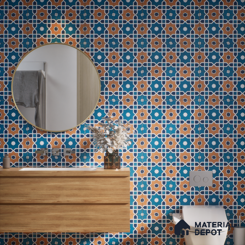Subway Moroccan Wall & Floor Tile TL 05247 Silcite Deep Sea Ocean 8 x 8 inch Vitrified Matte Finish - 8 mm | 8 Random Faces | Suitable for Accent / Feature Walls, Bathroom, Kitchen Wall & Backsplashes | Please Expect a Slight Variation of Pattern