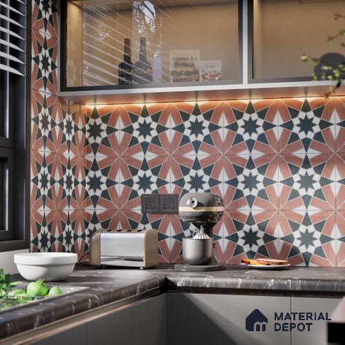 Subway Moroccan Wall & Floor Tile TL 05262 C Solana Terracotta Rust Decor 8 x 8 inch Vitrified Matte Finish - 8 mm | Suitable for Accent / Feature Walls, Bathroom, Kitchen Wall & Backsplashes | Please Expect a Slight Variation of Pattern
