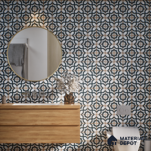 Subway Moroccan Wall & Floor Tile TL 05243 C Tropea Ornate Azul 8 x 8 inch Vitrified Matte Finish - 8 mm | 8 Random Faces | Suitable for Accent / Feature Walls, Bathroom, Kitchen Wall & Backsplashes | Please Expect a Slight Variation of Pattern