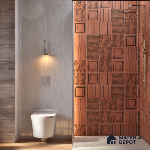 Subway Moroccan Wall & Floor Tile TL 05245 C Zahara Linea Red 8 x 8 inch Vitrified Matte Finish - 8 mm | 8 Random Faces | Suitable for Accent / Feature Walls, Bathroom, Kitchen Wall & Backsplashes | Please Expect a Slight Variation of Pattern