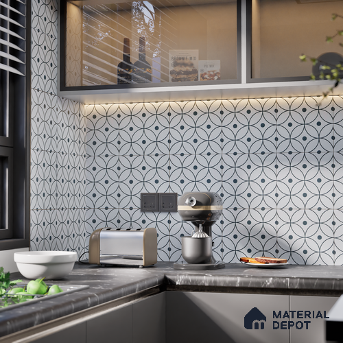 Subway Moroccan Wall & Floor Tile TL 05256 Zen Ring Squint White 8 x 8 inch Vitrified Matte Finish - 8 mm | Suitable for Accent / Feature Walls, Bathroom, Kitchen Wall & Backsplashes | Please Expect a Slight Variation of Pattern