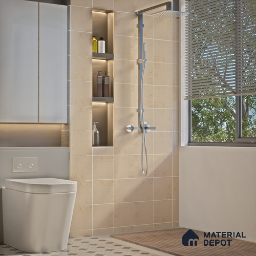 Subway Rustic Wall & Floor Tile TL 05260 C Riviera Cloud Rustic Cream 8 x 8 inch Vitrified Matte Finish - 8 mm | 15 Random Faces | Suitable for Accent / Feature Walls, Bathroom, Kitchen Wall & Backsplashes | Please Expect a Slight Variation of Pattern