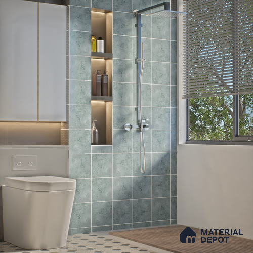 Subway Rustic Wall & Floor Tile TL 05260 Riviera Cloud Rustic Grey 8 x 8 inch Vitrified Matte Finish - 8 mm | 15 Random Faces | Suitable for Accent / Feature Walls, Bathroom, Kitchen Wall & Backsplashes | Please Expect a Slight Variation of Pattern