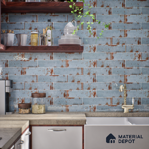 Subway Rustic Wall Tile TL 05229 C Shynist Rustic Petals 12 x 3 inch Vitrified Glossy Finish - 8 mm | 16 Random Faces | Suitable for Accent / Feature Walls, Bathroom, Kitchen Wall & Backsplashes