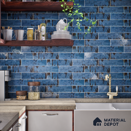 Subway Rustic Wall Tile TL 05229 Shynist Rustic Marvello 12 x 3 inch Vitrified Glossy Finish - 8 mm | 16 Random Faces | Suitable for Accent / Feature Walls, Bathroom, Kitchen Wall & Backsplashes