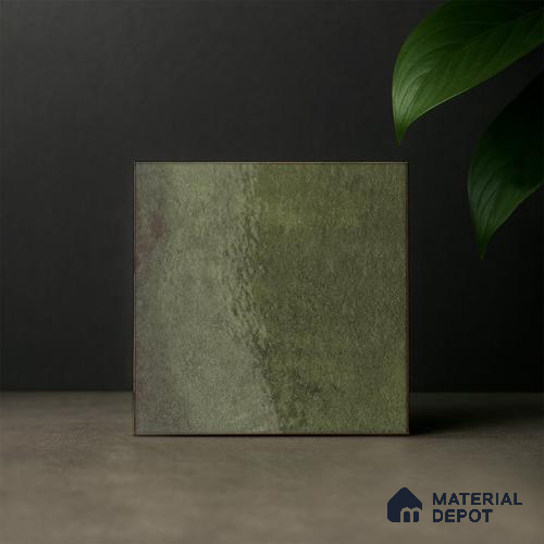 Subway Rustic Wall & Floor Tile TL 05251 C Tropezia Carribbean Green 8 x 8 inch Vitrified Glossy Finish - 8 mm | Random Design | Suitable for Accent / Feature Walls, Bathroom, Kitchen Wall & Backsplashes | Please Expect a Slight Variation of Pattern