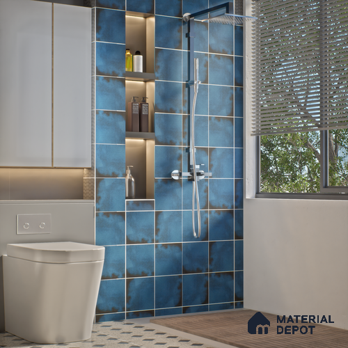 Subway Rustic Wall & Floor Tile TL 05251 E Tropezia Mix Hazel 8 x 8 inch Vitrified Glossy Finish - 8 mm | Random Design | Suitable for Accent / Feature Walls, Bathroom, Kitchen Wall & Backsplashes | Please Expect a Slight Variation of Pattern