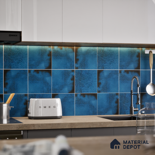 Subway Rustic Wall & Floor Tile TL 05251 E Tropezia Mix Hazel 8 x 8 inch Vitrified Glossy Finish - 8 mm | Random Design | Suitable for Accent / Feature Walls, Bathroom, Kitchen Wall & Backsplashes | Please Expect a Slight Variation of Pattern