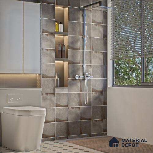 Subway Rustic Wall & Floor Tile TL 05251 F Tropezia Mix Gris 8 x 8 inch Vitrified Glossy Finish - 8 mm | Random Design | Suitable for Accent / Feature Walls, Bathroom, Kitchen Wall & Backsplashes | Please Expect a Slight Variation of Pattern