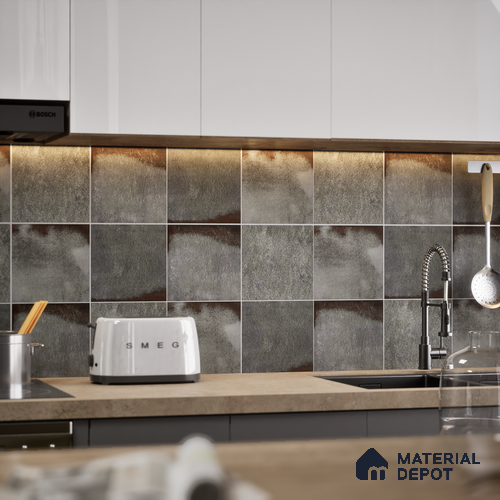 Subway Rustic Wall & Floor Tile TL 05251 F Tropezia Mix Gris 8 x 8 inch Vitrified Glossy Finish - 8 mm | Random Design | Suitable for Accent / Feature Walls, Bathroom, Kitchen Wall & Backsplashes | Please Expect a Slight Variation of Pattern