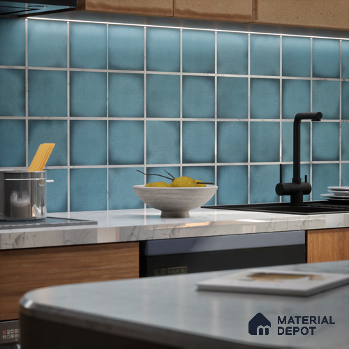 Subway Wall & Floor Tile TL 05270 B Lava Plain Cobalt 8 x 8 inch Vitrified Matte Finish - 8 mm | 32 Random Faces | Suitable for Accent / Feature Walls, Bathroom, Kitchen Wall & Backsplashes | Please Expect a Slight Variation of Pattern