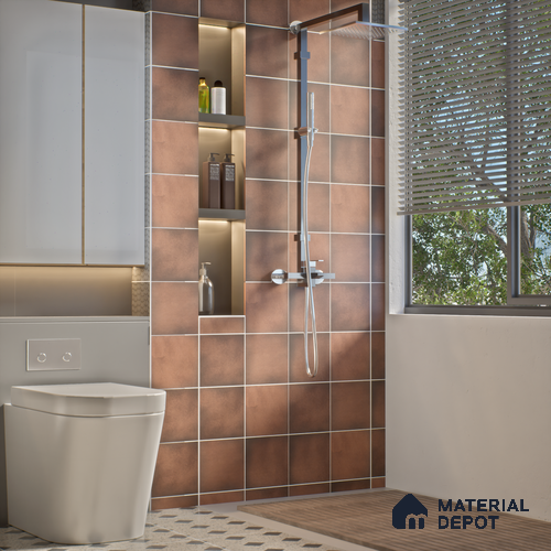 Subway Solid Wall & Floor Tile TL 05270 D Lava Plain Brownie 8 x 8 inch Vitrified Matte Finish - 8 mm | Suitable for Accent / Feature Walls, Bathroom, Kitchen Wall & Backsplashes | Please Expect a Slight Variation of Pattern