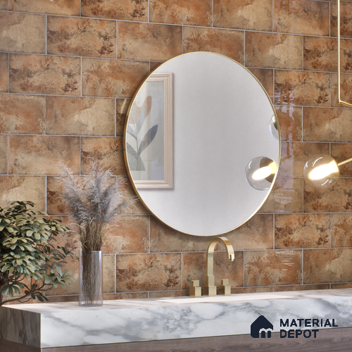 Subway Stone Wall Tile TL 05239 B Relics Blitz Bistre 12 x 6 inch Vitrified Glossy Finish - 8 mm | 56 Random Faces | Suitable for Accent / Feature Walls, Bathroom, Kitchen Wall & Backsplashes