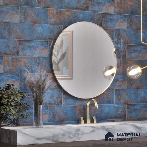 Subway Stone Wall Tile TL 05239 Relics River Blue 12 x 6 inch Vitrified Glossy Finish - 8 mm | 56 Random Faces | Suitable for Accent / Feature Walls, Bathroom, Kitchen Wall & Backsplashes