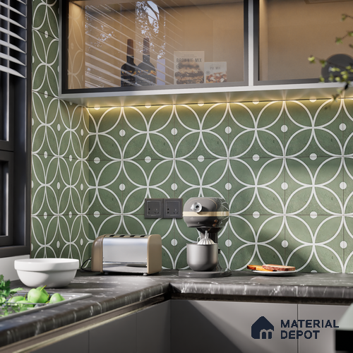 Moroccan Wall & Floor Tile TL 06054 B Greek Decor 200 x 200 mm Vitrified Matte Finish - 9 mm | Ideal For Living Room, Bathroom, Kitchen | 2 mm Spacer is Mandatory | Please Expect a Slight Variation of Pattern