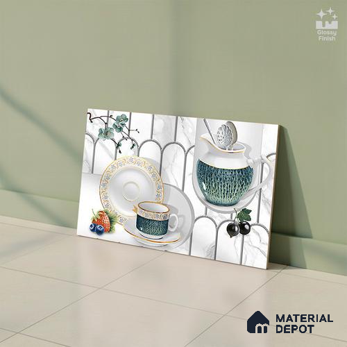 Patterned Tile TL 06242 D 5021 K2 18 x 12 inch Ceramic Glossy Finish - 7 mm