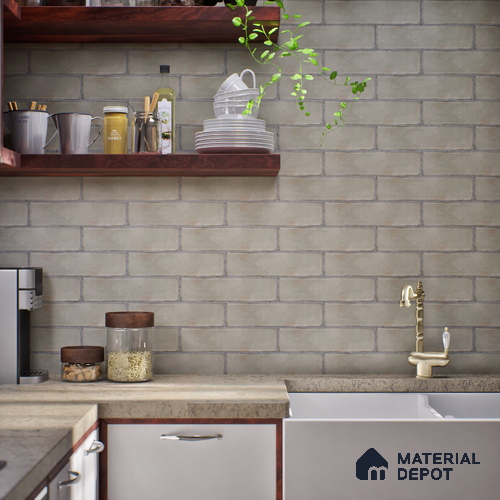 Subway Wall & Floor Tile TL 05232 C Colombiana Heather Weather Base 12 x 3 inch Vitrified Matte Finish - 8 mm | 20 Random Faces | Suitable for Accent / Feature Walls, Bathroom, Kitchen Wall & Backsplashes