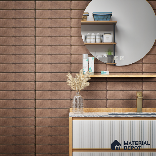 Subway Wall & Floor Tile TL 05232 E Colombiana Burnt Umber Base 12 x 3 inch Vitrified Matte Finish - 8 mm | 20 Random Faces | Suitable for Accent / Feature Walls, Bathroom, Kitchen Wall & Backsplashes