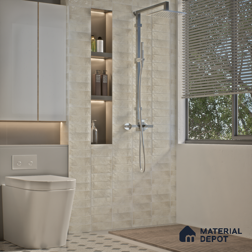 Subway Wall Tile TL 06162 F Harbor Misty Pearl 9 x 3 inch Ceramic Glossy Finish - 10 mm | 68 Random Design | Suitable for Accent / Feature Walls, Bathroom, Kitchen Wall & Backsplashes