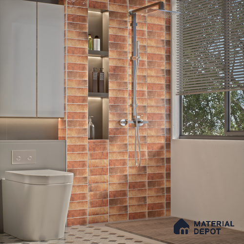 Subway Wall Tile TL 06162 G Harbor Ember Blaze 9 x 3 inch Ceramic Glossy Finish - 10 mm | 68 Random Design | Suitable for Accent / Feature Walls, Bathroom, Kitchen Wall & Backsplashes