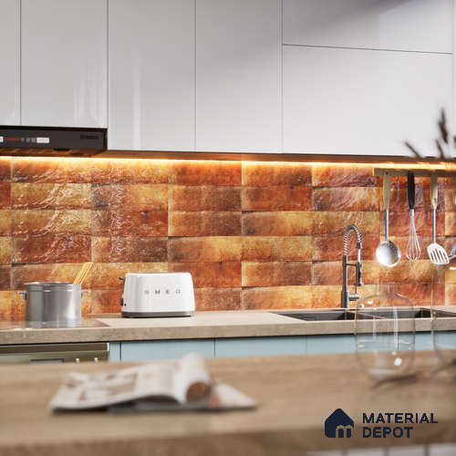 Subway Wall Tile TL 06162 G Harbor Ember Blaze 9 x 3 inch Ceramic Glossy Finish - 10 mm | 68 Random Design | Suitable for Accent / Feature Walls, Bathroom, Kitchen Wall & Backsplashes