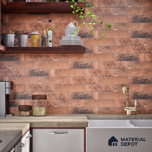Subway Wall & Floor Tile TL 05228 B Curve Edge Interstellar Lizon Latte 12 x 3 inch Vitrified Matte Finish - 8 mm | 21 Random Faces | Suitable for Accent / Feature Walls, Bathroom, Kitchen Wall & Backsplashes
