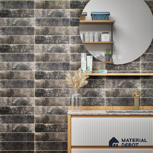 Subway Wall & Floor Tile TL 05228 C Curve Edge Interstellar Dark Forest 12 x 3 inch Vitrified Matte Finish - 8 mm | 28 Random Faces | Suitable for Accent / Feature Walls, Bathroom, Kitchen Wall & Backsplashes