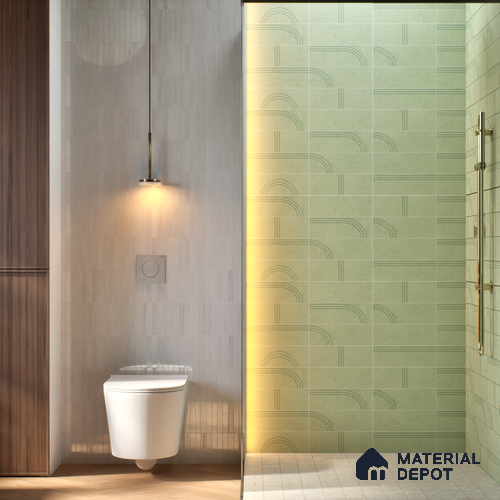 Subway Wall Tile TL 05976 B Opal Mint Plain 225 x 75 mm Vitrified Matte Finish - 9 mm | Suitable For Bathroom, Kitchen | 2 mm Spacer is Mandatory