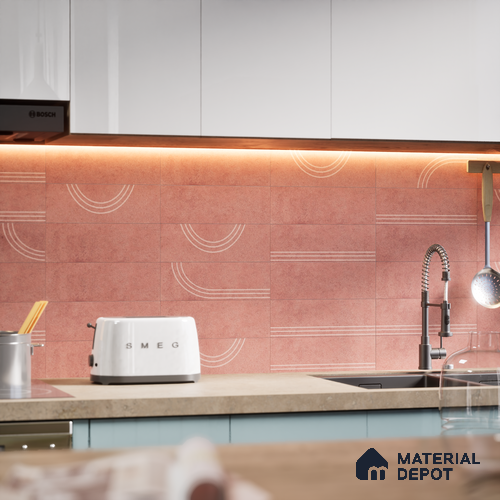 Subway Wall Tile TL 05978 Opal Pinot Decor 225 x 75 mm Vitrified Glue Matte Finish - 9 mm | Suitable For Bathroom, Kitchen | 2 mm Spacer is Mandatory