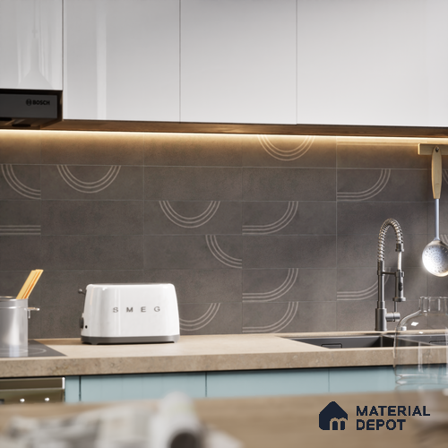 Subway Wall Tile TL 05979 B Opal Slate Plain 225 x 75 mm Vitrified Matte Finish - 9 mm | Suitable For Bathroom, Kitchen | 2 mm Spacer is Mandatory
