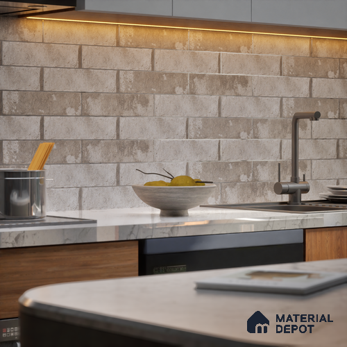Subway Wall Tile TL 06167 D Relic Havana Ash 12 x 3 inch Ceramic Matte Finish - 10 mm | 24 Random Design | Suitable for Accent / Feature Walls, Bathroom, Kitchen Wall & Backsplashes