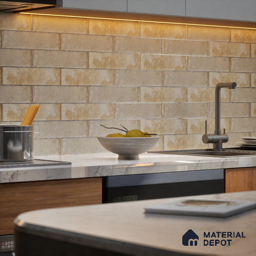 Subway Wall Tile TL 06167 E Relic Havana Pearl 12 x 3 inch Ceramic Matte Finish - 10 mm | 24 Random Design | Suitable for Accent / Feature Walls, Bathroom, Kitchen Wall & Backsplashes