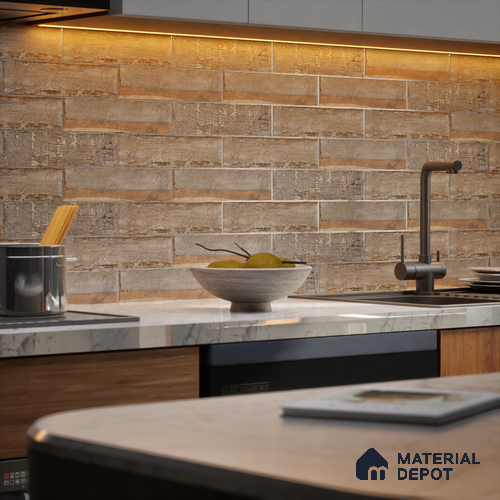 Subway Wall Tile TL 06167 G Relic Vintage Timber 12 x 3 inch Ceramic Matte Finish - 10 mm | 40 Random Design | Suitable for Accent / Feature Walls, Bathroom, Kitchen Wall & Backsplashes