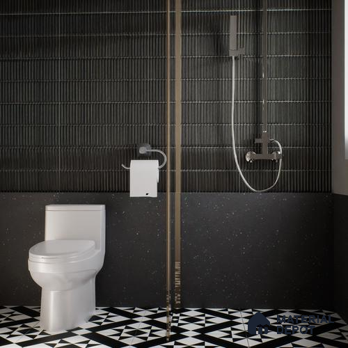 Subway Wall Tile TL 05850 B Tones Jet Noir 2 ft x 1 ft Ceramic Glossy Finish - 9 mm | Suitable for Bathroom, Kitchen & Backsplashes | Please Expect a Slight Variation of Pattern