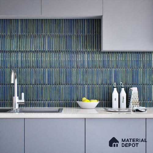 Subway Wall Tile TL 05850 E Tones Sky Bliss 2 ft x 1 ft Ceramic Glossy Finish - 9 mm | Suitable for Bathroom, Kitchen & Backsplashes | Please Expect a Slight Variation of Pattern